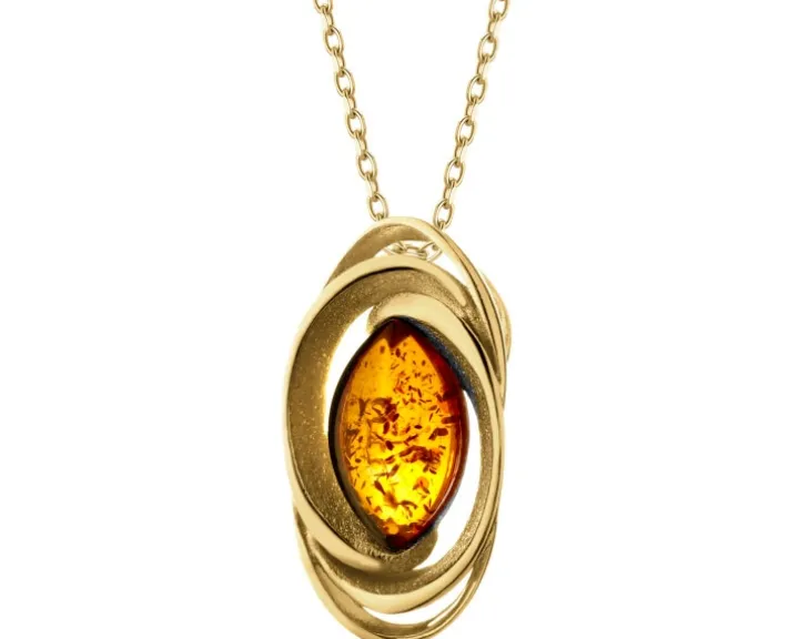 Zawieszka srebrna z bursztynem