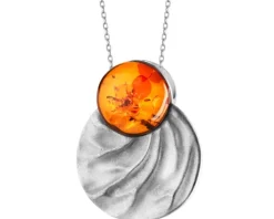 Zawieszka srebrna z bursztynem