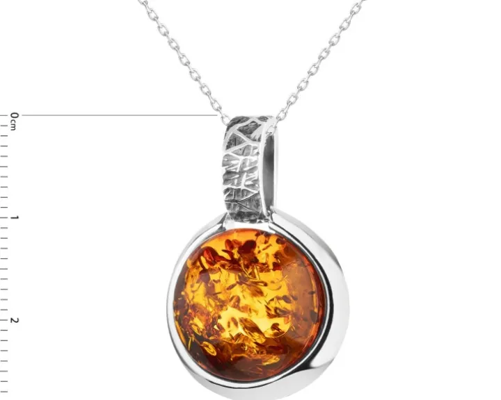 Zawieszka srebrna z bursztynem