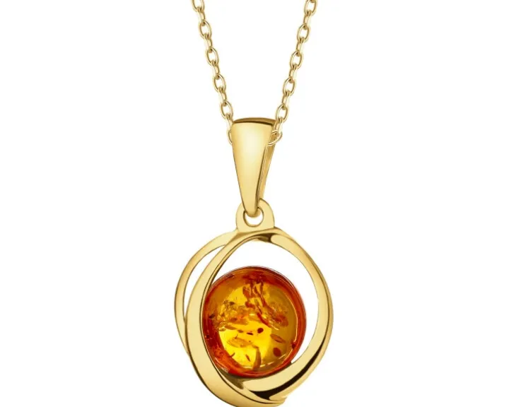 Zawieszka srebrna z bursztynem