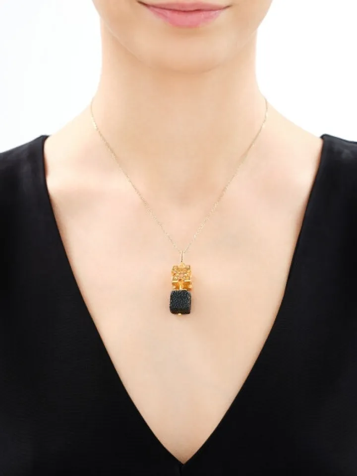 Zawieszka srebrna z bursztynem - kwadraty