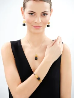 Zawieszka srebrna z bursztynem - kwadraty