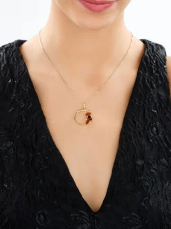 Zawieszka srebrna z bursztynem - koło