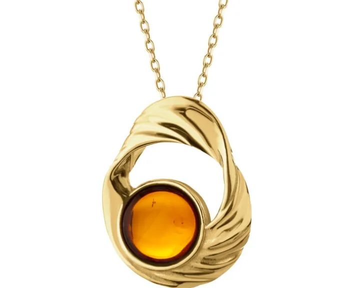 Zawieszka srebrna z bursztynem