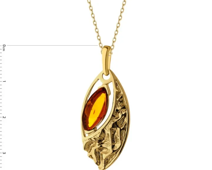 Zawieszka srebrna z bursztynem