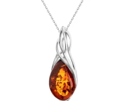 Zawieszka srebrna z bursztynem