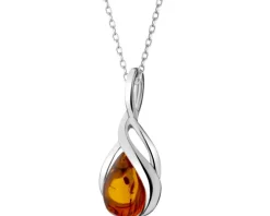 Zawieszka srebrna z bursztynem