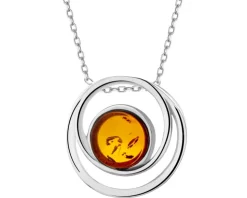 Zawieszka srebrna z bursztynem - koła