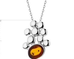 Zawieszka srebrna z bursztynem