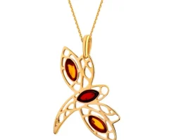 Zawieszka srebrna z bursztynem - ważka