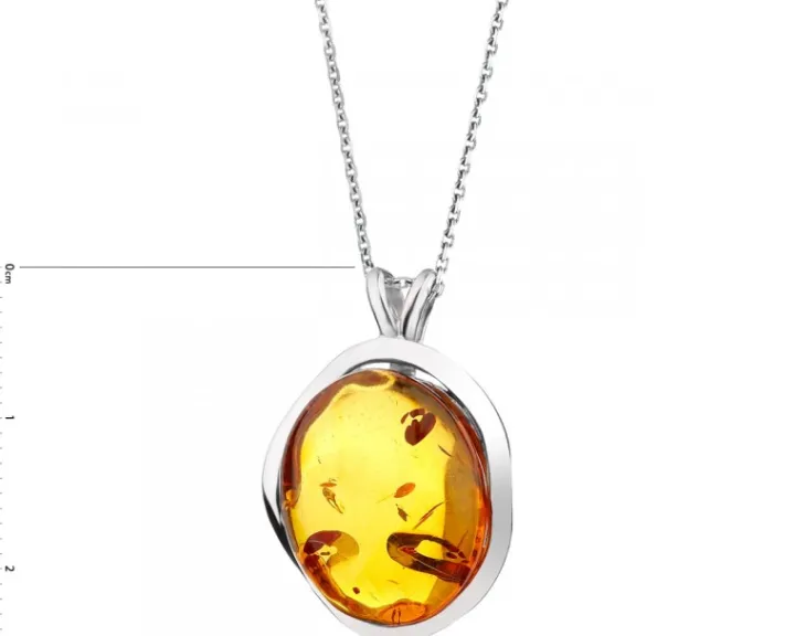 Zawieszka srebrna z bursztynem