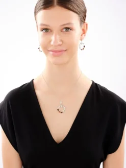 Zawieszka srebrna z bursztynem - liście, koło