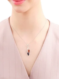 Zawieszka srebrna z bursztynem