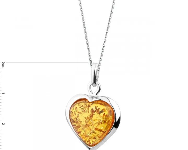 Zawieszka srebrna z bursztynem