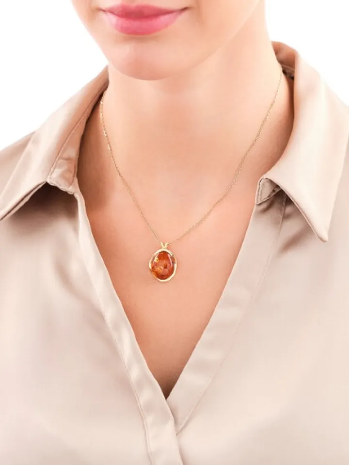 Zawieszka srebrna z bursztynem