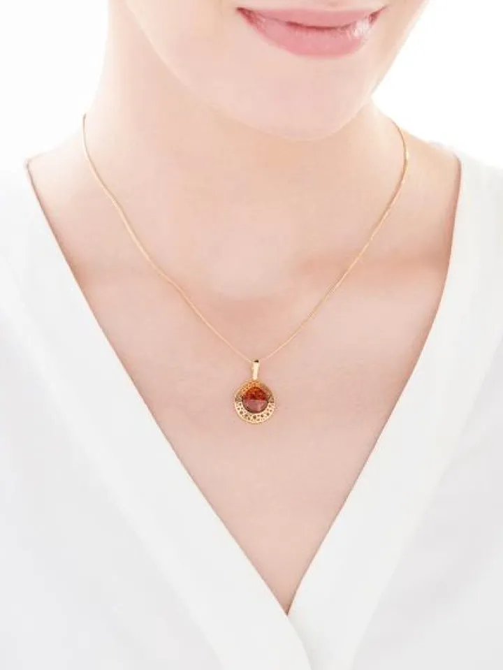 Zawieszka srebrna z bursztynem