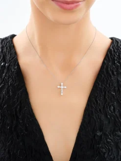 Zawieszka srebrna z cyrkoniami - krzyż