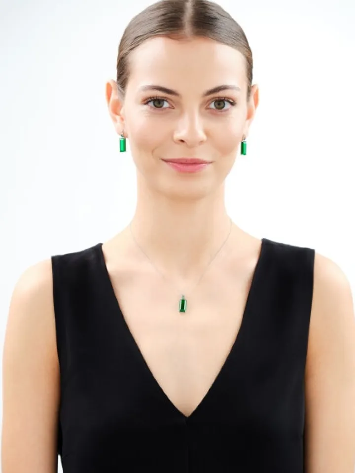 Zawieszka srebrna z cyrkoniami i szlifowanym szkłem