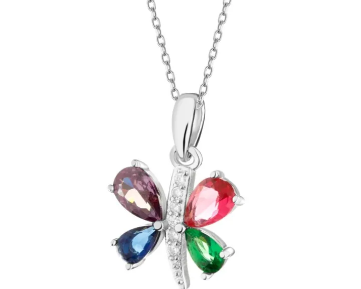 Zawieszka srebrna z cyrkoniami - motyl