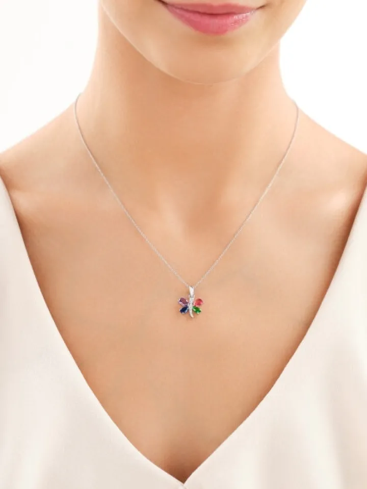 Zawieszka srebrna z cyrkoniami - motyl