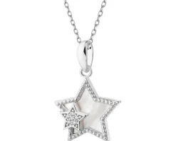 Zawieszka srebrna z cyrkoniami i masą perłową - gwiazdy