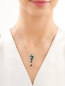 Zawieszka srebrna z cyrkoniami i szlifowanym szkłem