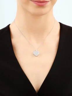 Zawieszka srebrna z cyrkoniami - puzderko - serce