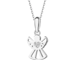 Zawieszka srebrna z cyrkoniami - aniołek
