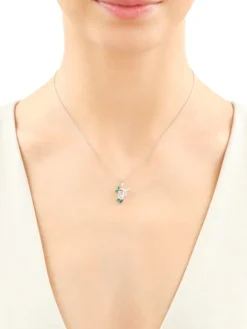 Zawieszka srebrna z cyrkoniami - liście, koliber