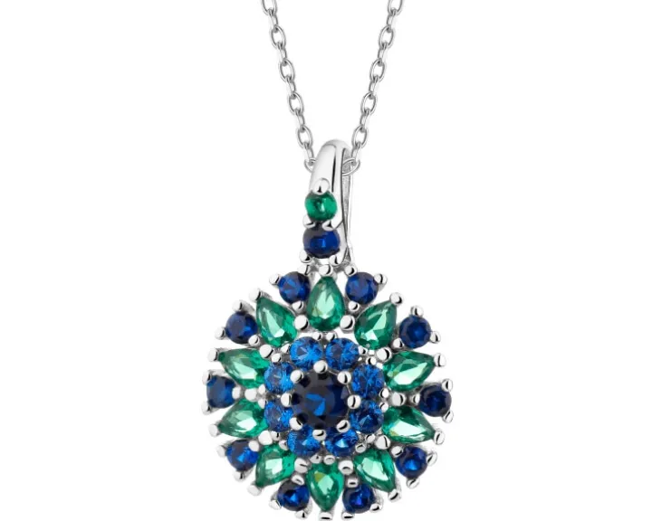 Zawieszka srebrna z cyrkoniami - rozeta