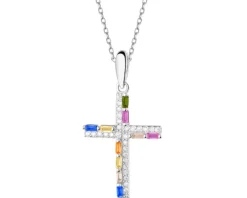 Zawieszka srebrna z cyrkoniami - krzyż