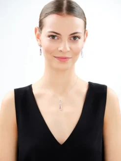 Zawieszka srebrna z cyrkoniami i szlifowanym szkłem