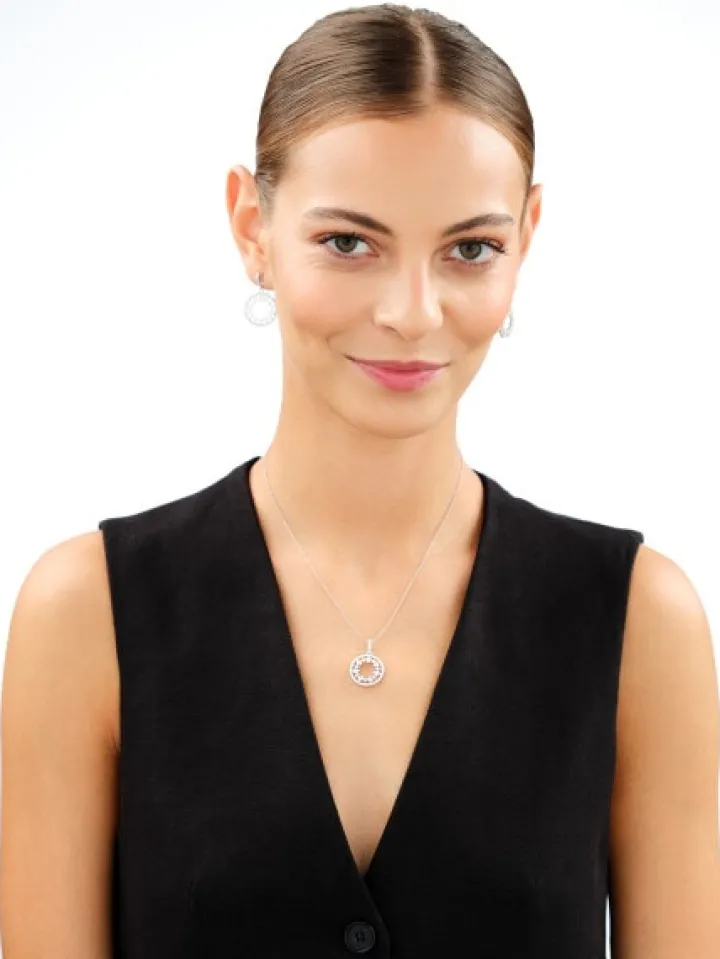 Zawieszka srebrna z cyrkoniami - rozeta