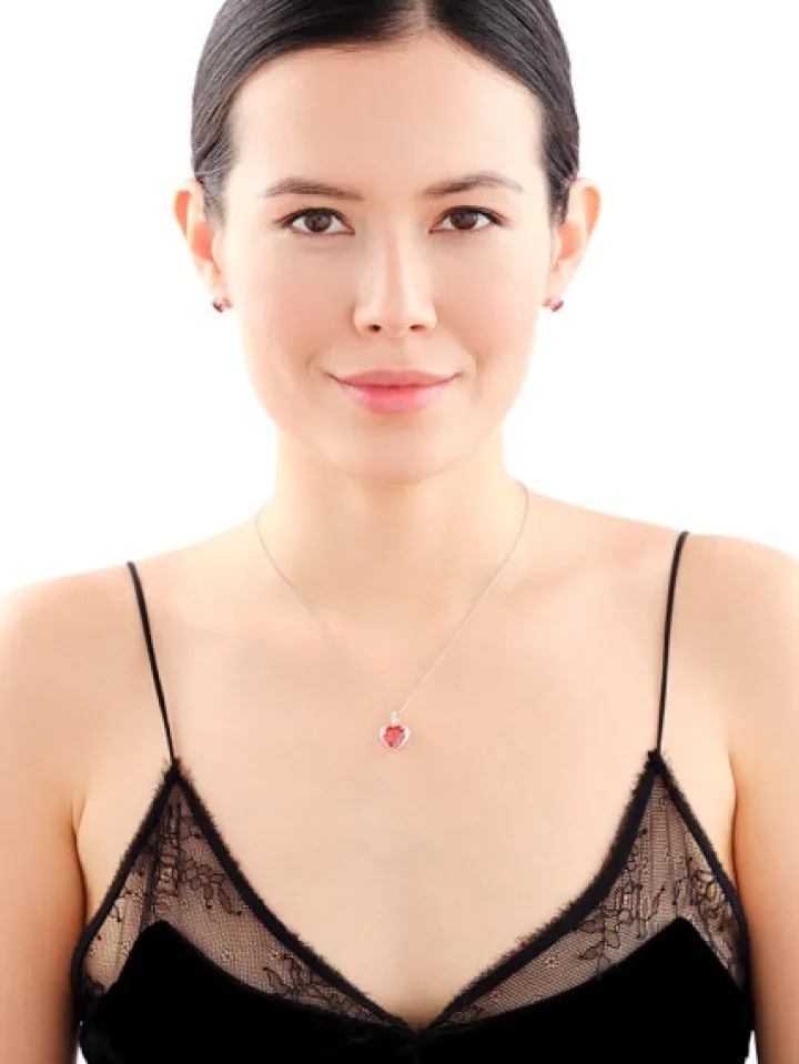 Zawieszka srebrna z cyrkoniami - serce