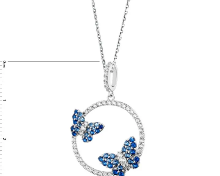 Zawieszka srebrna z cyrkoniami - motyle, koło