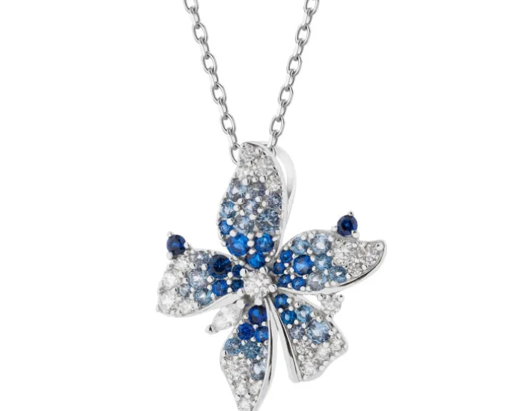 Zawieszka srebrna z cyrkoniami - kwiat