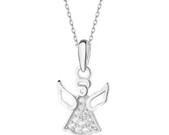 Zawieszka srebrna z cyrkoniami - aniołek