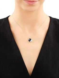 Zawieszka srebrna z cyrkonią, szlifowanym szkłem i emalią - kwiaty