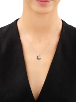 Zawieszka srebrna z cyrkoniami - Księżyc, gwiazda