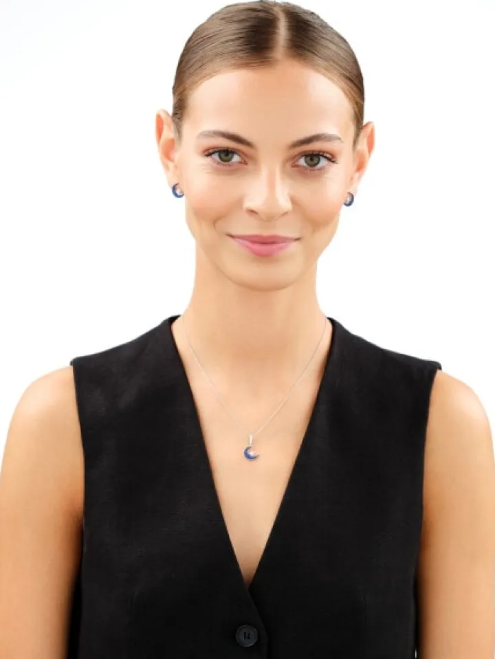 Zawieszka srebrna z cyrkoniami - Księżyc, gwiazda