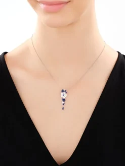 Zawieszka srebrna z cyrkoniami i szlifowanym szkłem - kwiat