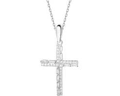 Zawieszka srebrna z cyrkoniami - krzyż