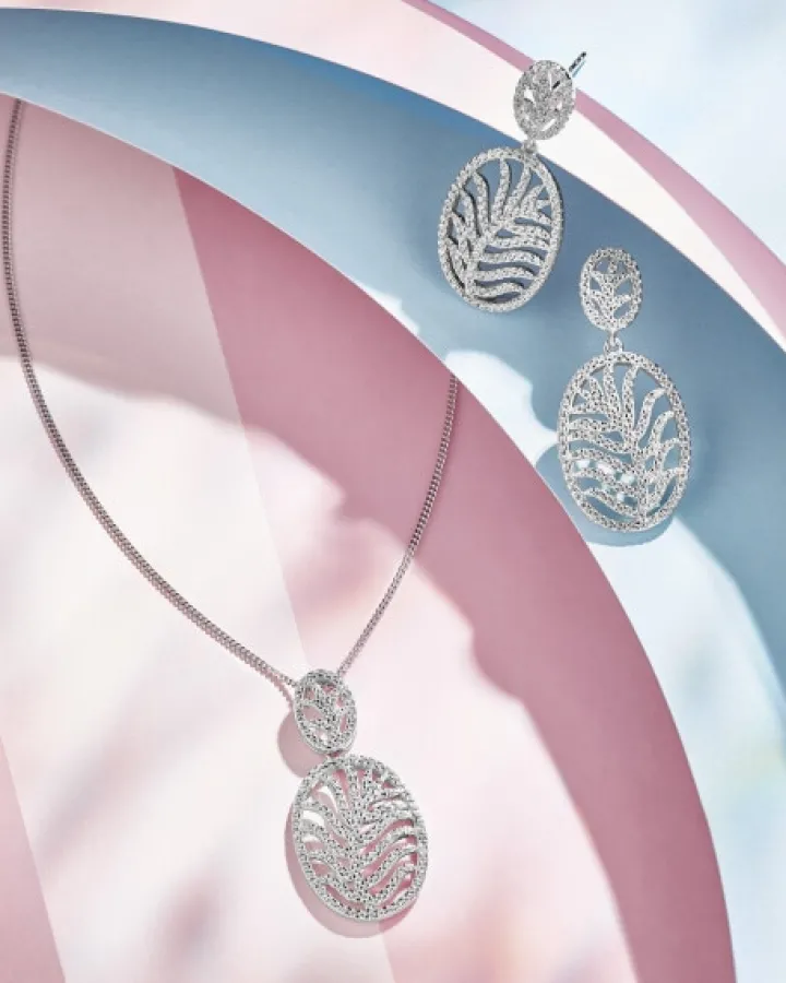 Zawieszka srebrna z cyrkoniami - liść