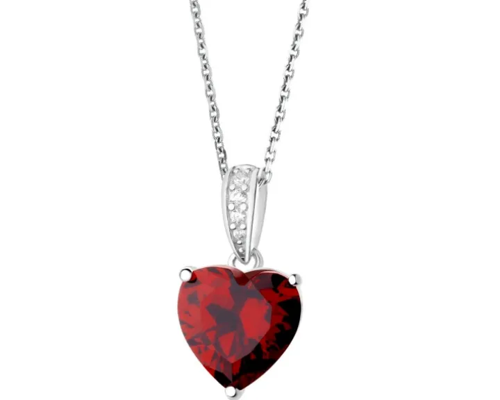 Zawieszka srebrna z cyrkoniami - serce