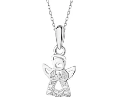 Zawieszka srebrna z cyrkoniami - aniołek