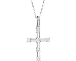 Zawieszka srebrna z cyrkoniami - krzyż
