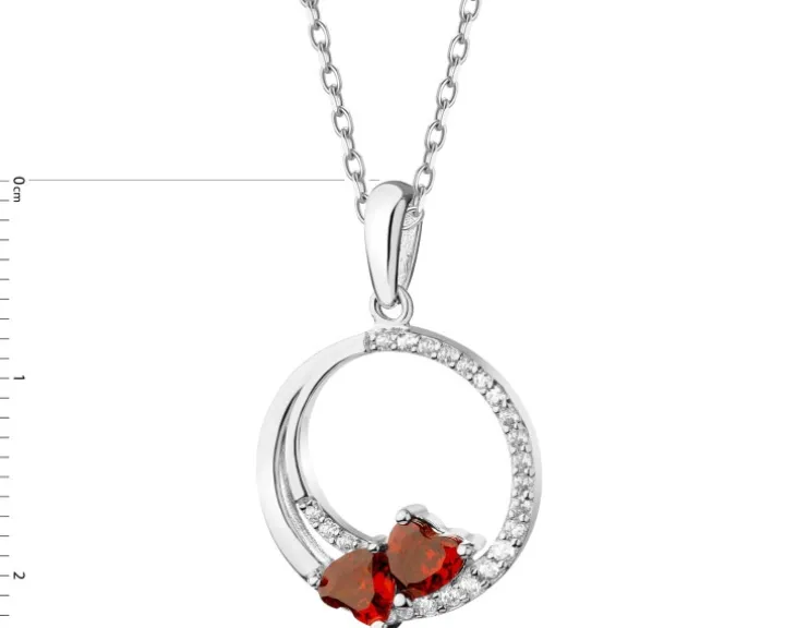 Zawieszka srebrna z cyrkoniami - koło, serca