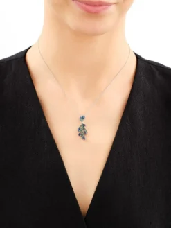 Zawieszka srebrna z cyrkoniami i szlifowanym szkłem