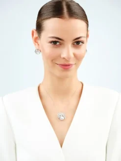 Zawieszka srebrna z cyrkonią i szlifowanym szkłem - kwiat