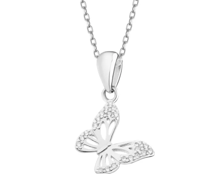 Zawieszka srebrna z cyrkoniami - motyle